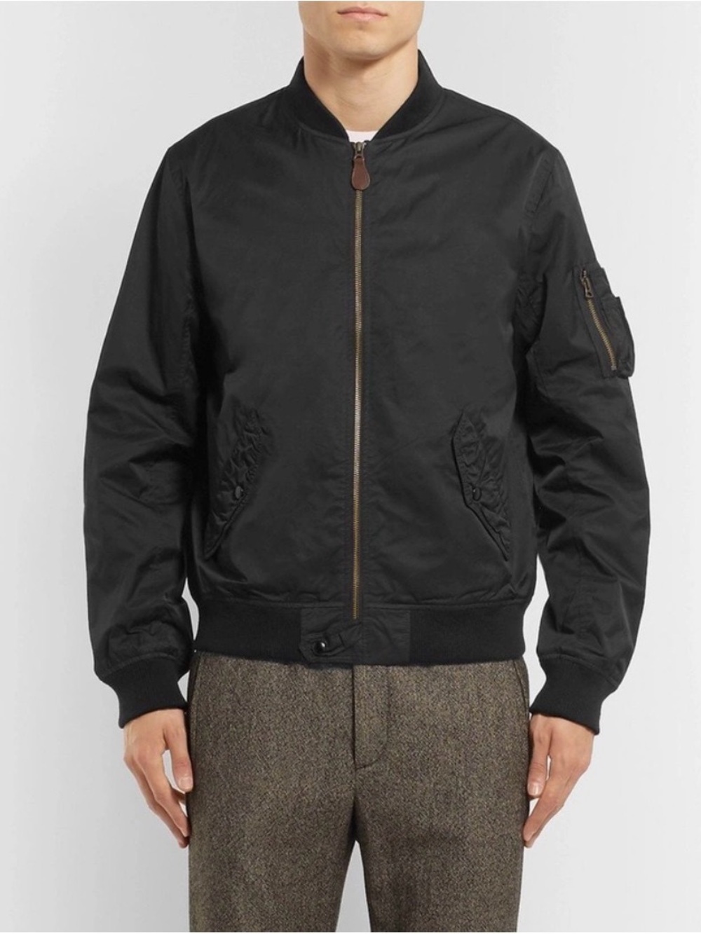 Wallace & Barnes MA-1 Shell Bomber Jacket Military Classic Zip Up Nylon Blend M